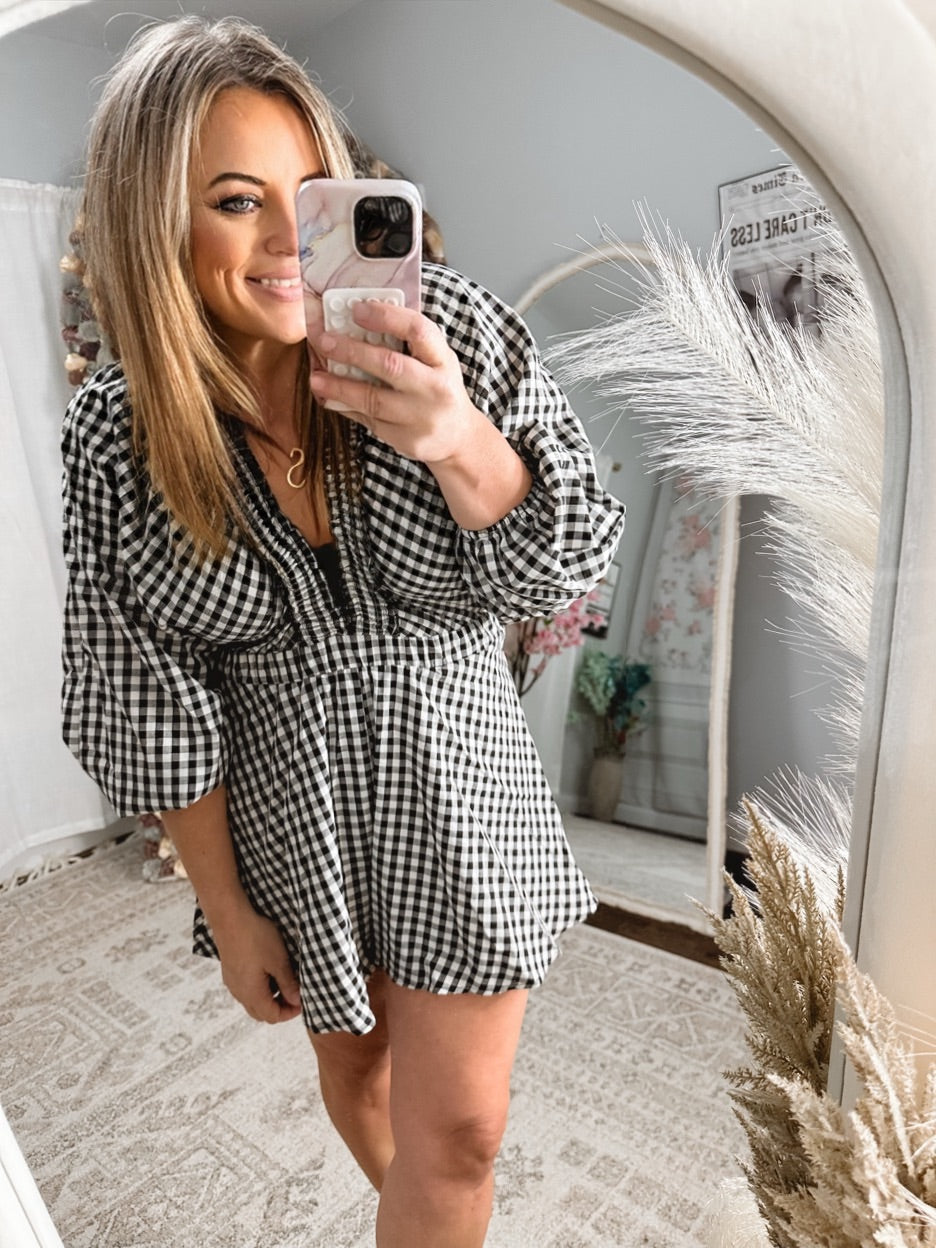 Catch Me In Gingham Romper