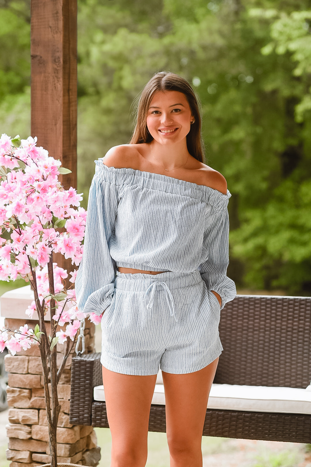 Boho Whispers Blue Striped Set