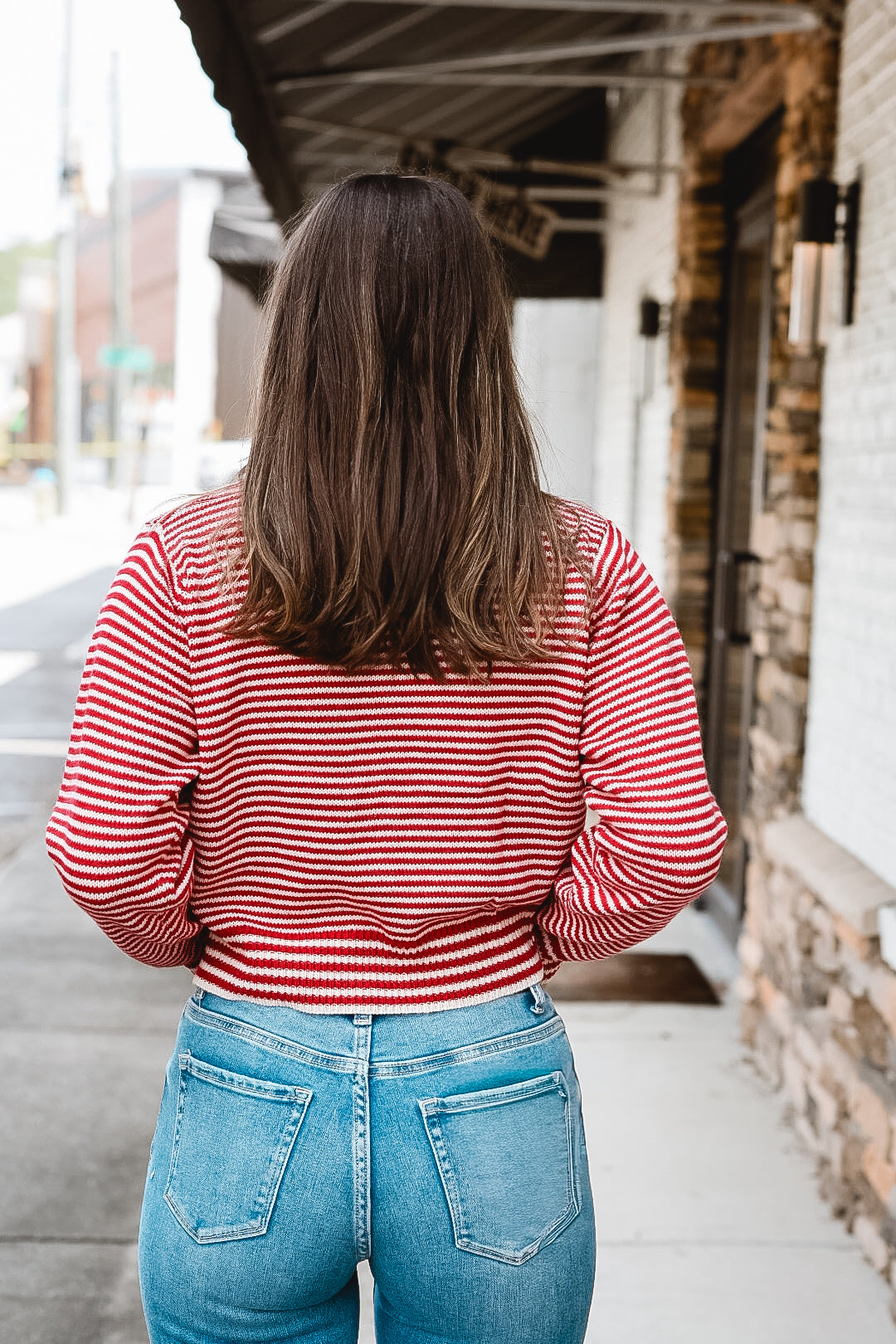 Red & White Striped Bow Tie Sweater