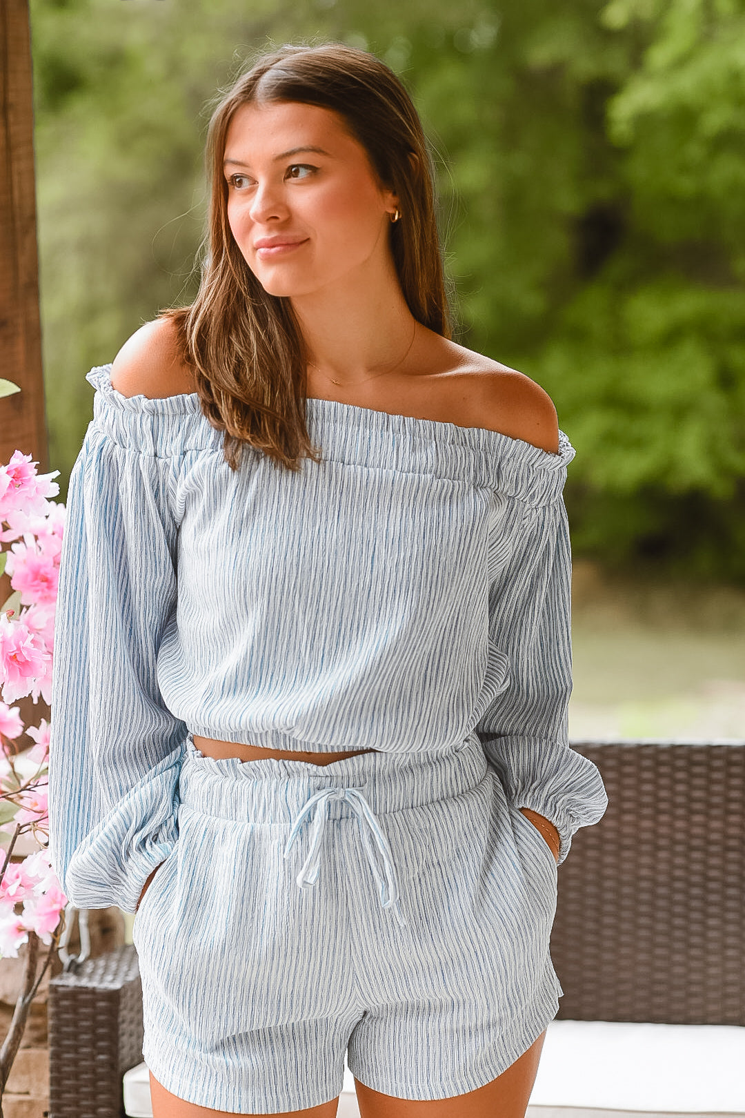 Boho Whispers Blue Striped Set