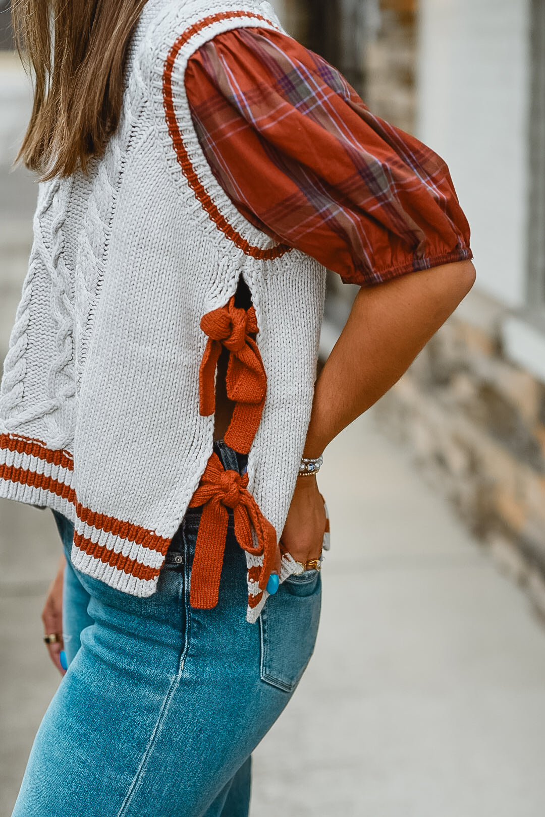Harvest Plaid Sleeve Sweater Vest