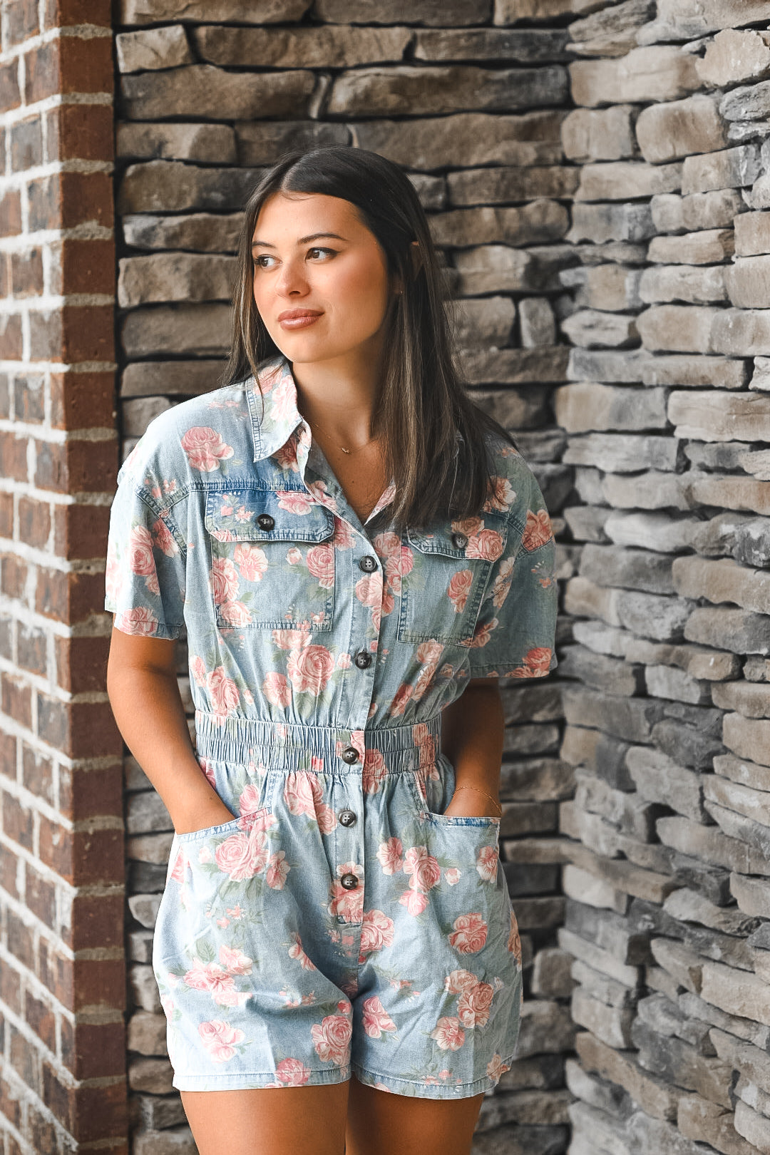 Coastal Charm Floral Romper