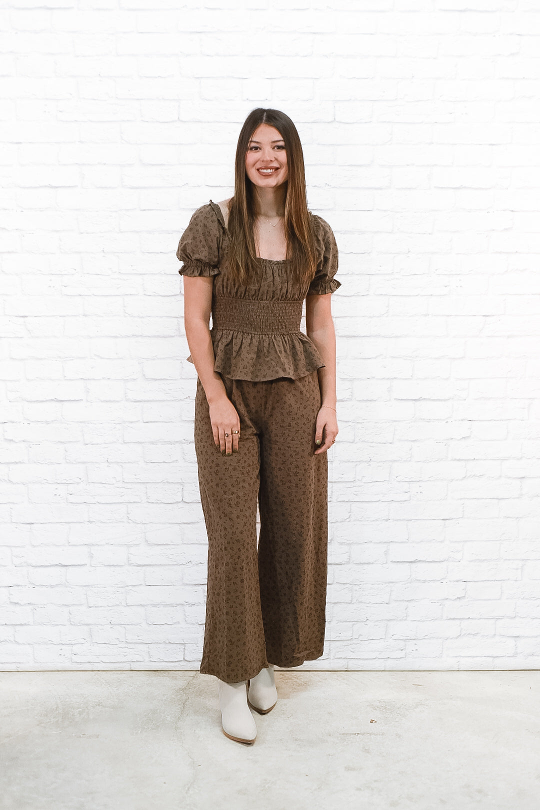 Vintage Reversible Romance Smocked Waist Floral Jumpsuit