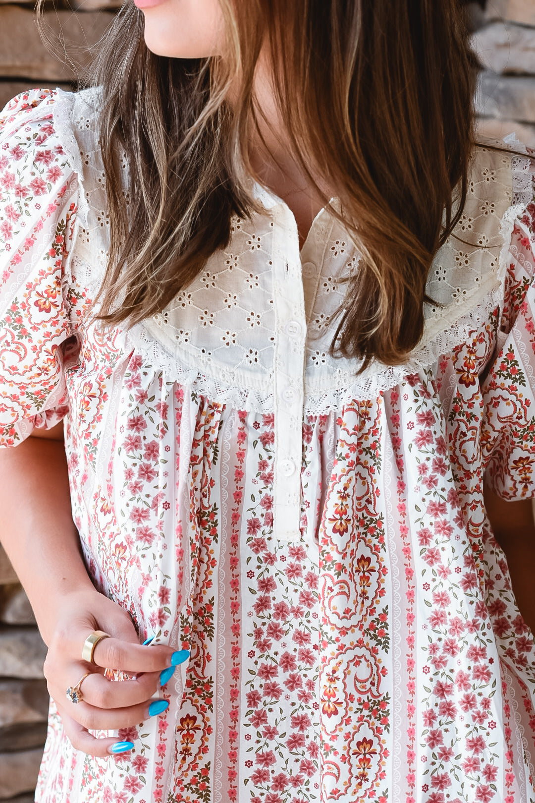 Boho Blossom Puff Sleeve Mini Dress