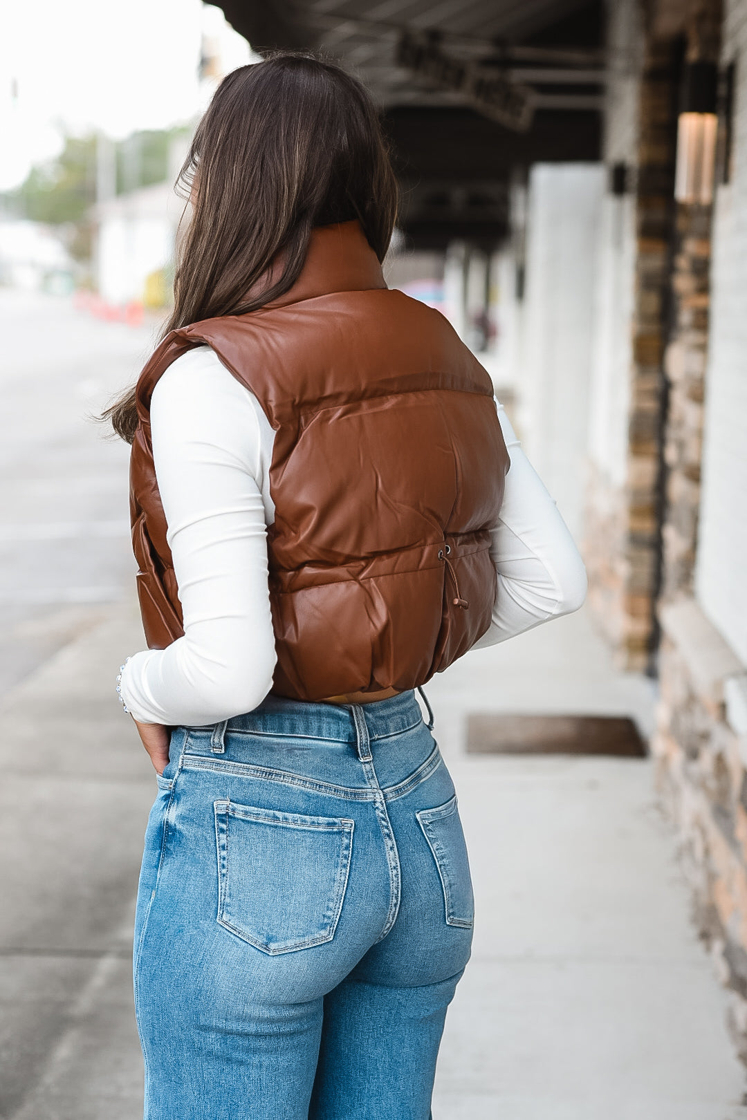 Chocolate Brown Leather Puffer Vest