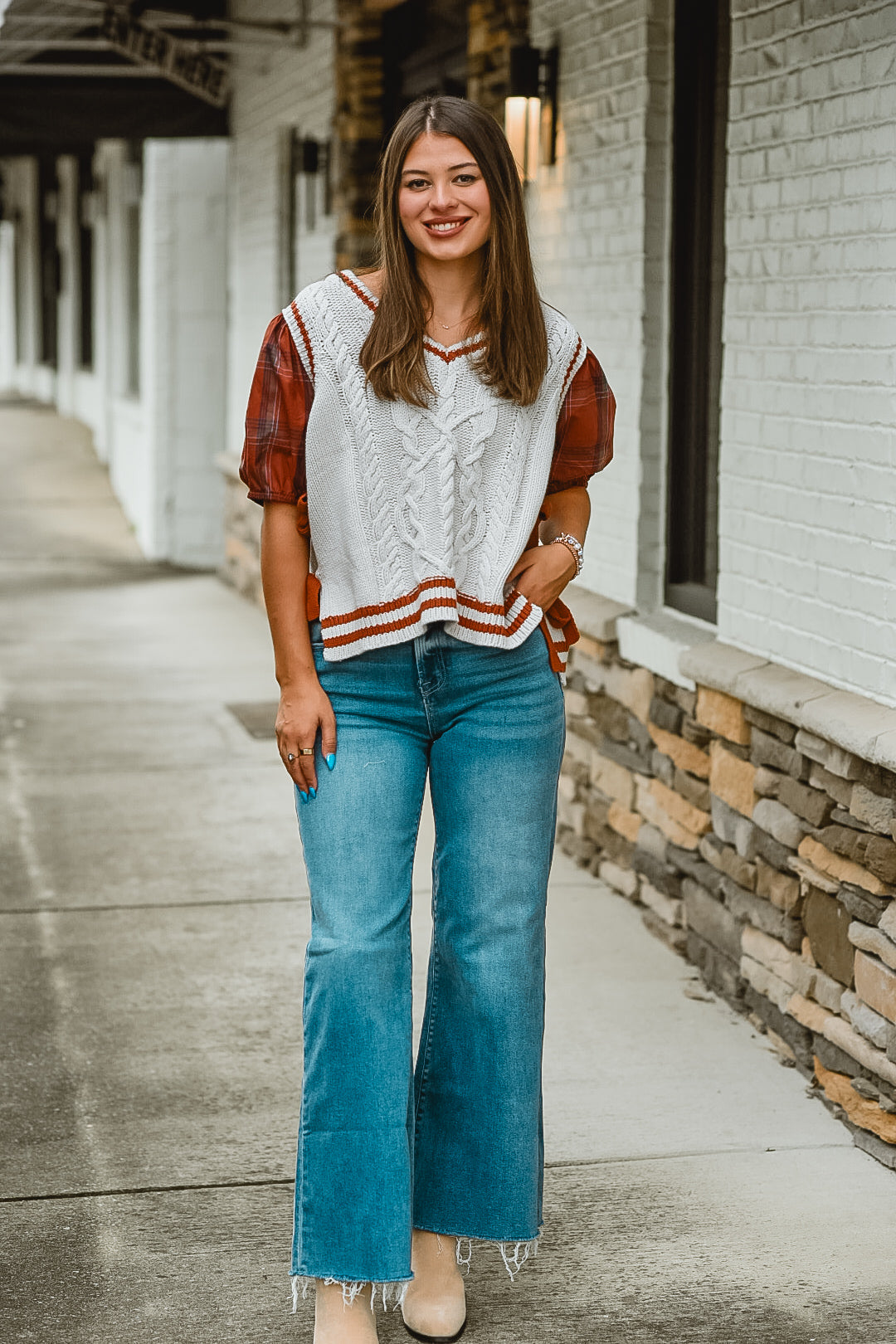 Harvest Plaid Sleeve Sweater Vest