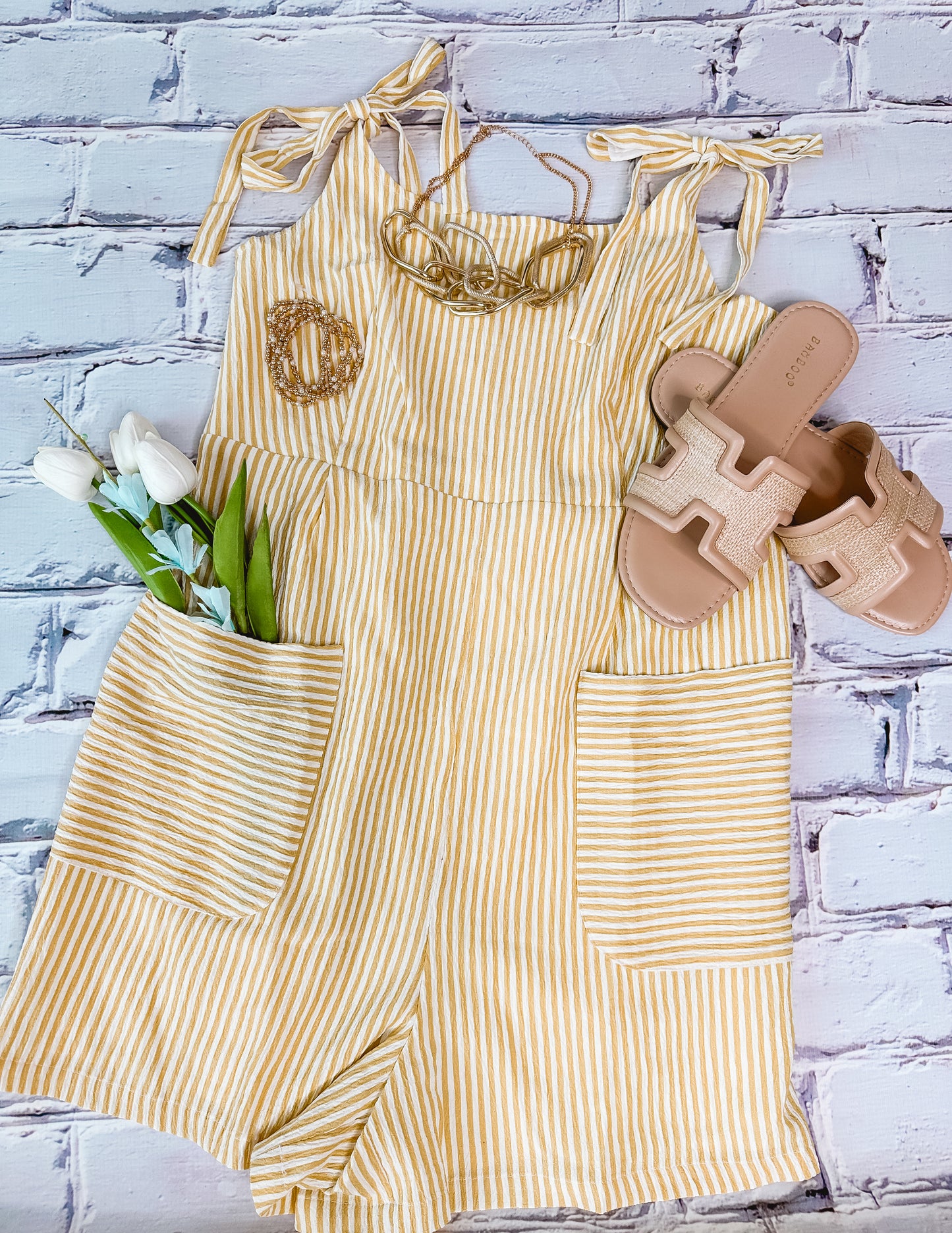 Golden Hour Striped Romper