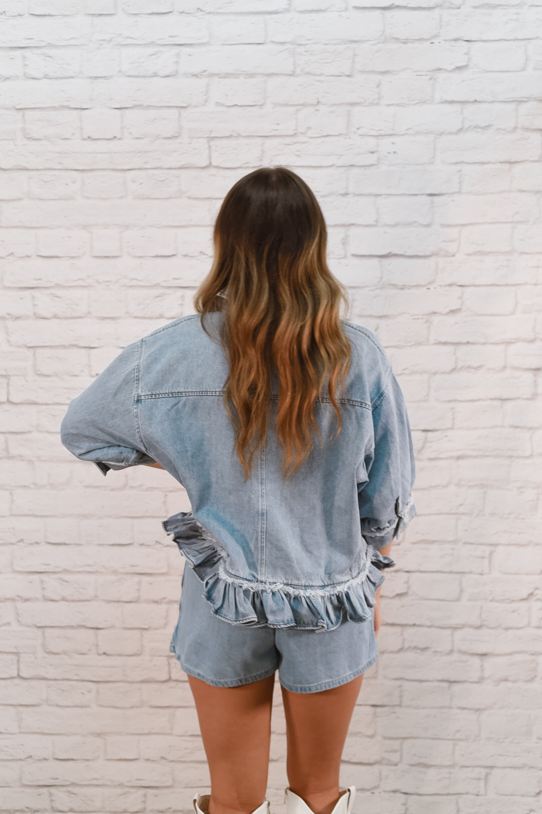 Blue Ridge Ruffle Denim Top