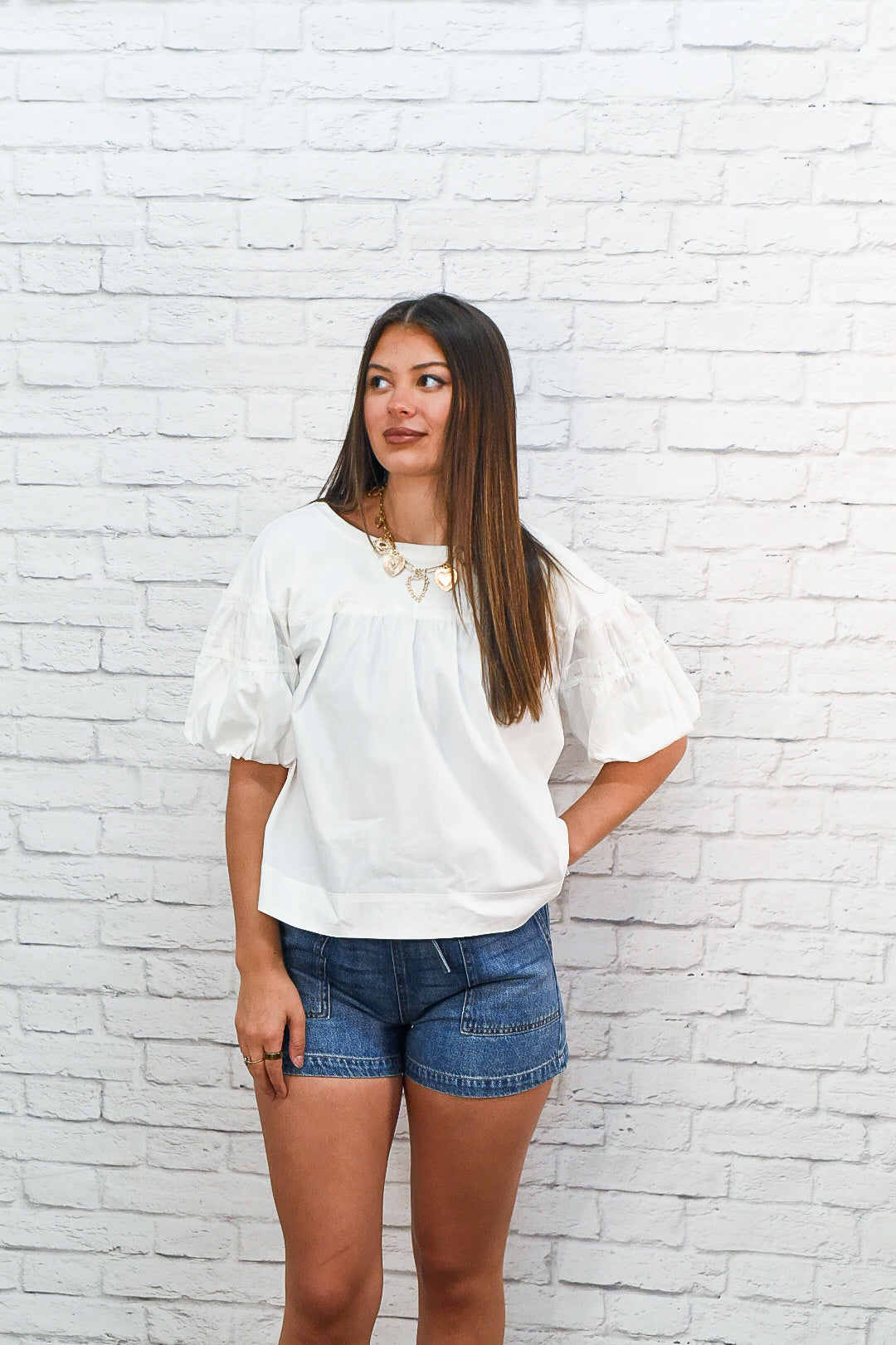 Classic White Puff Sleeve Blouse – Feminine Lightweight Summer Top