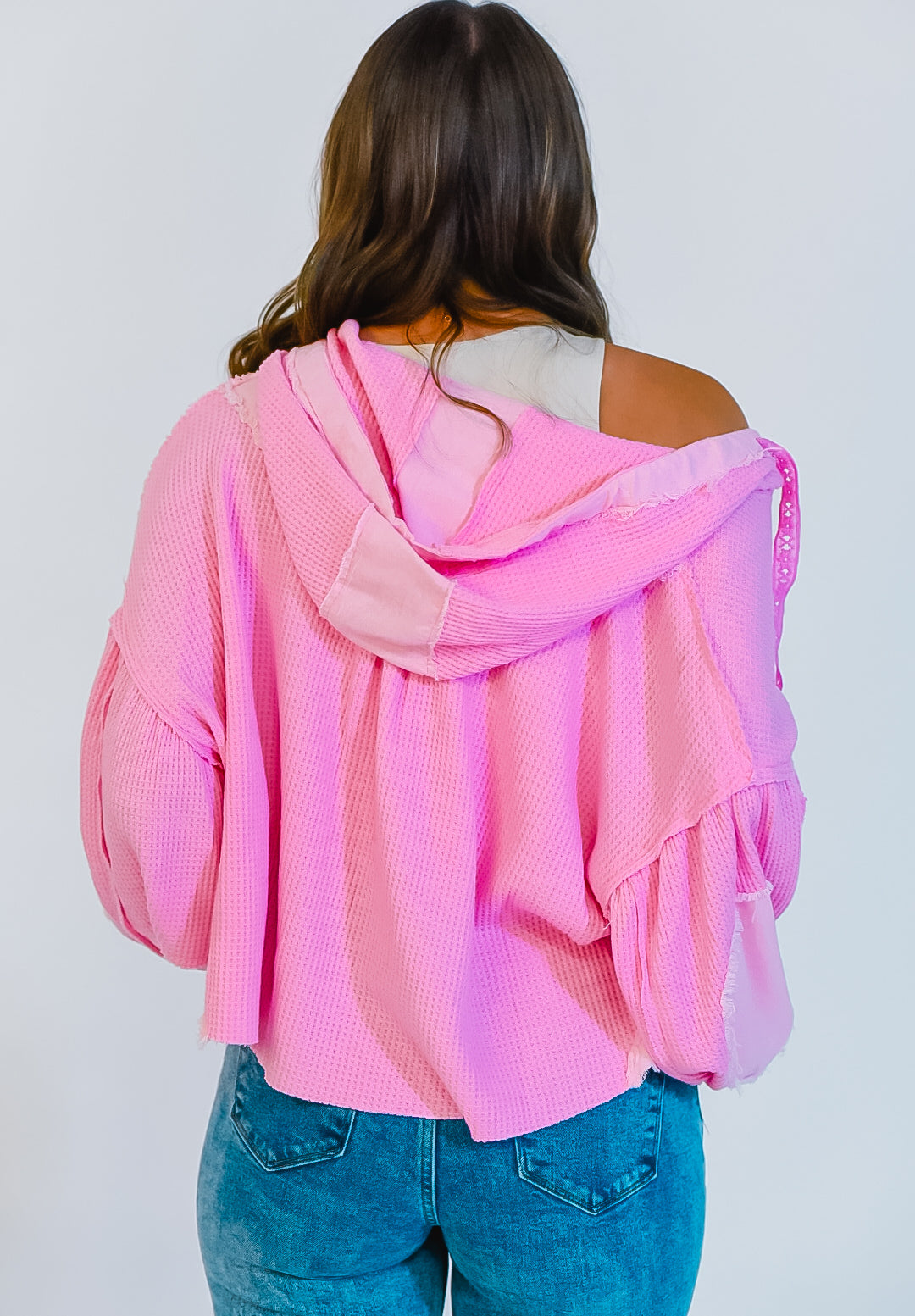 Pink Paradise Button Down Hooded Top