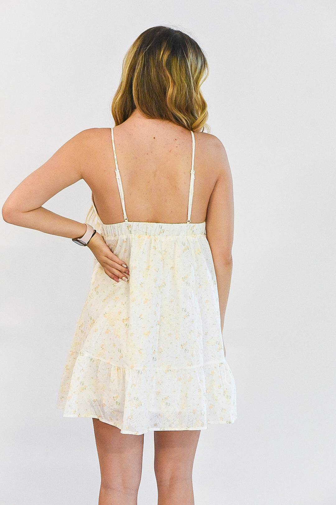 Flowers & Sunsets Yellow Floral Eyelet Dress