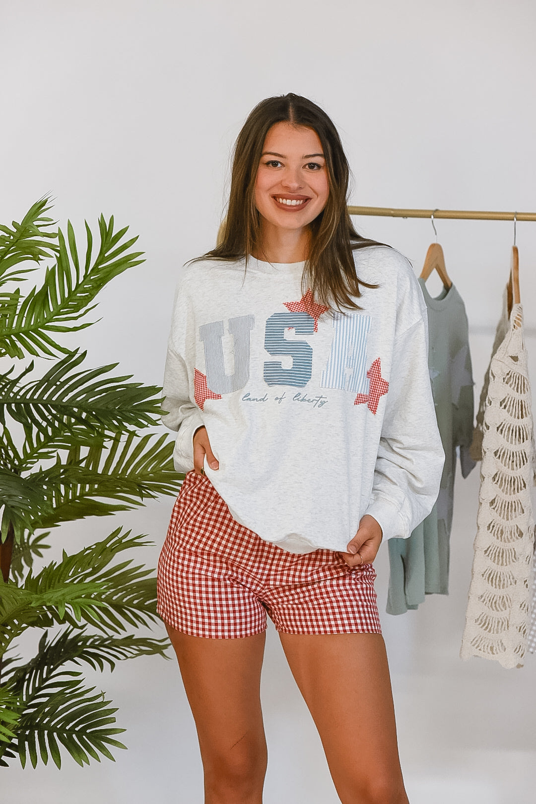 Gingham Days Red Checkered Shorts