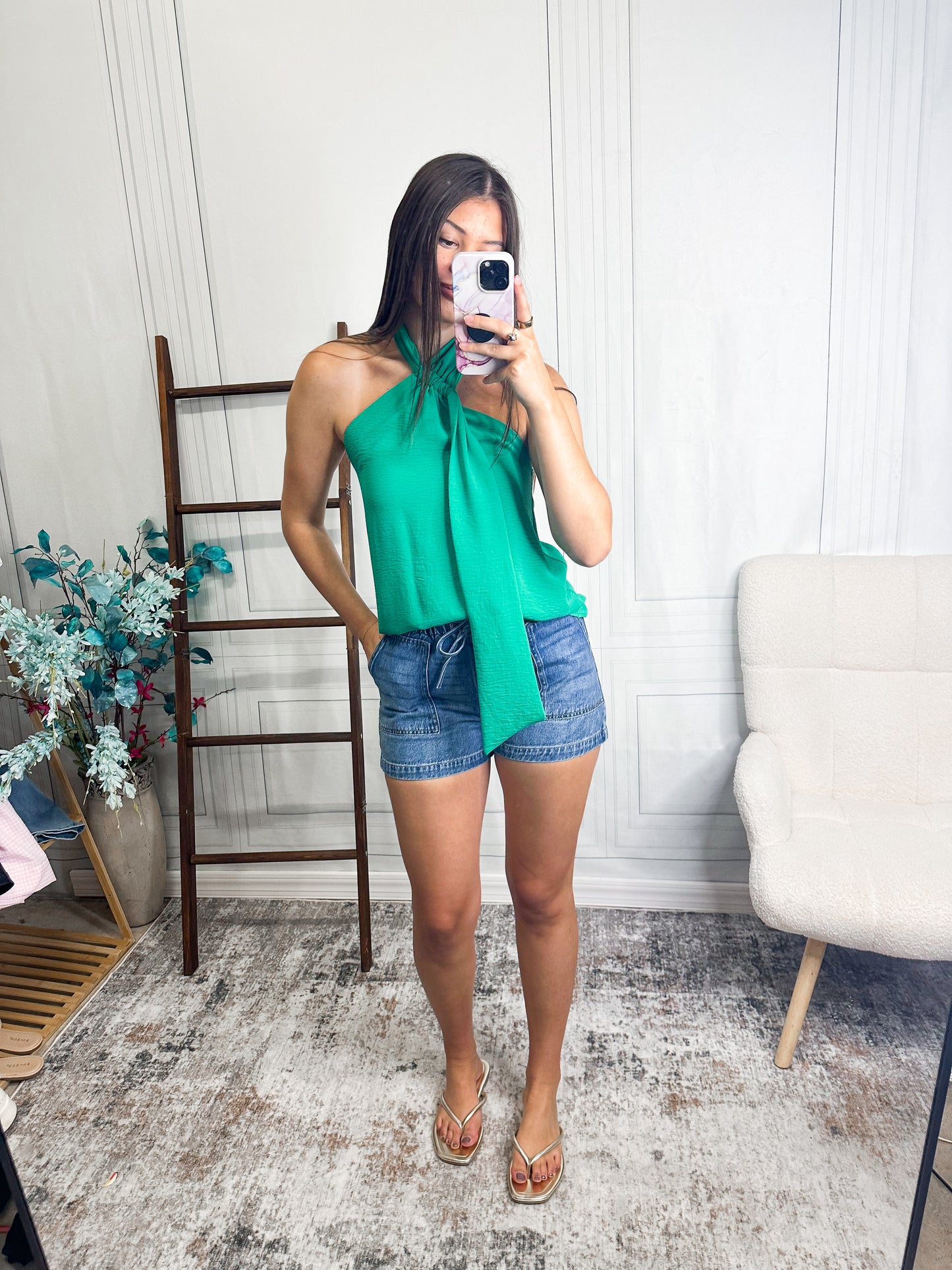 Emerald Twist Halter Top