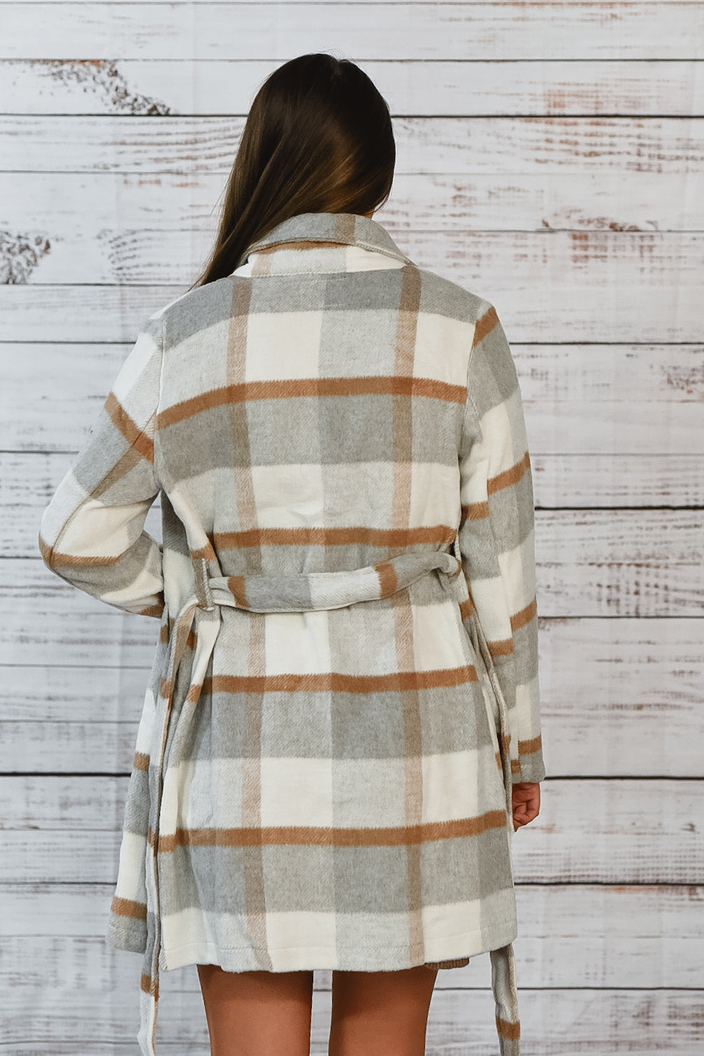 Winter Stroll Plaid Belted Coat