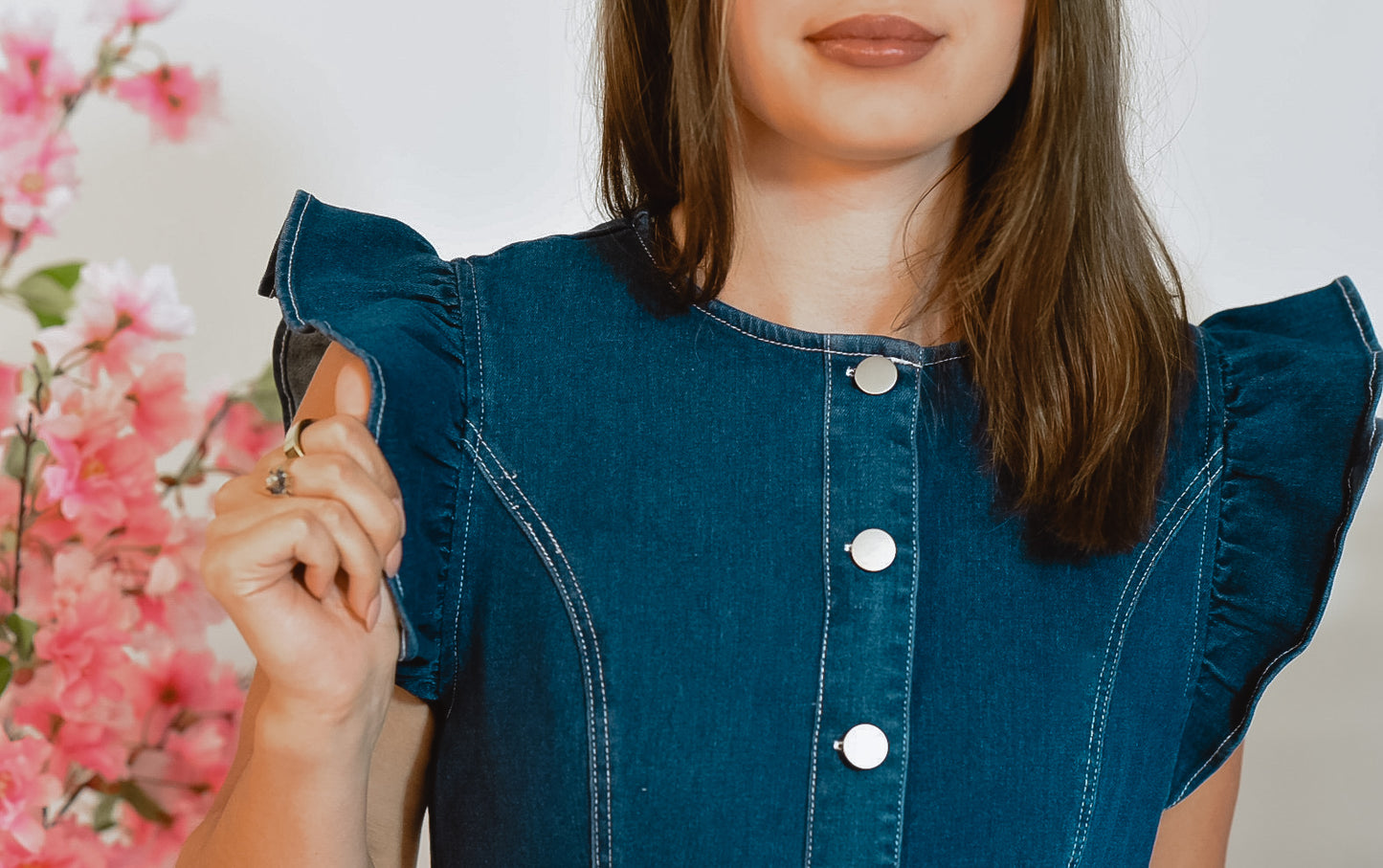 Indigo Charm Denim Button Romper