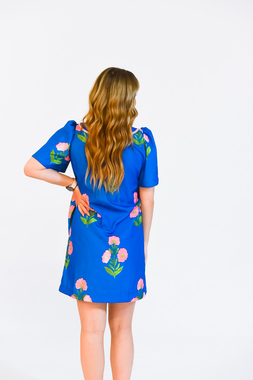 Floral Royalty Blue Dress