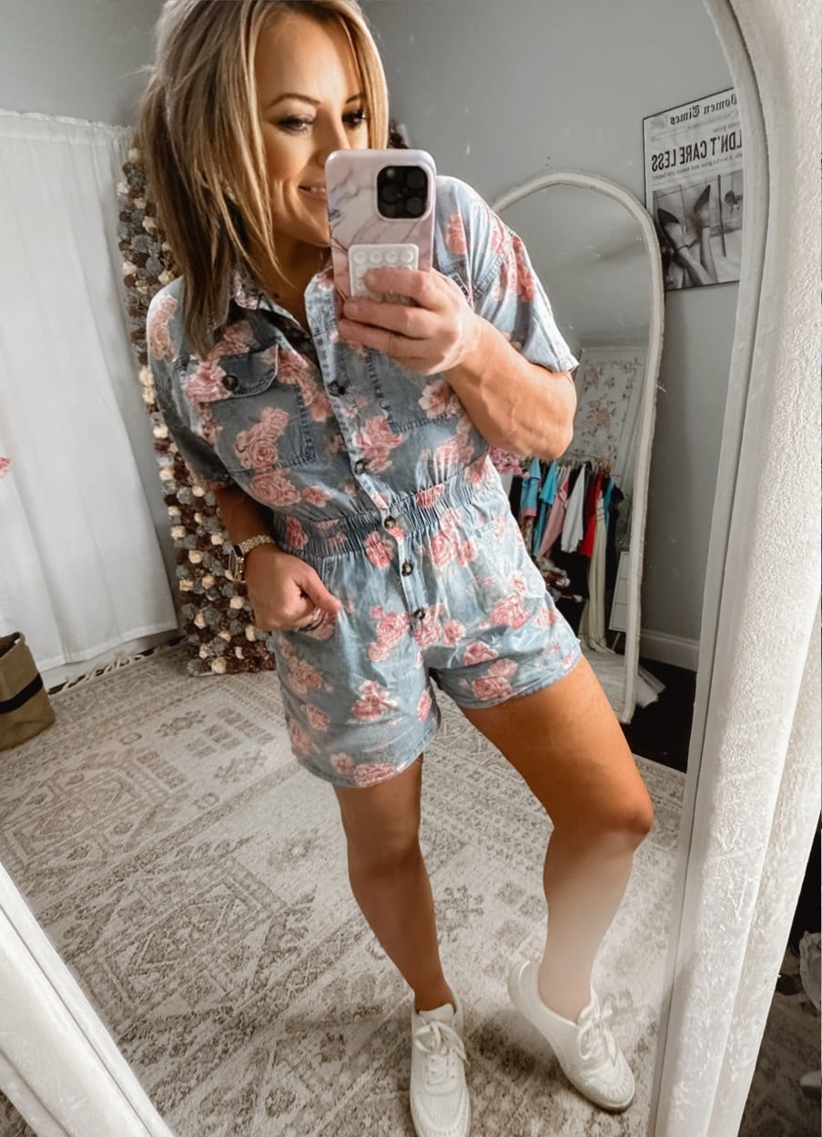 Coastal Charm Floral Romper