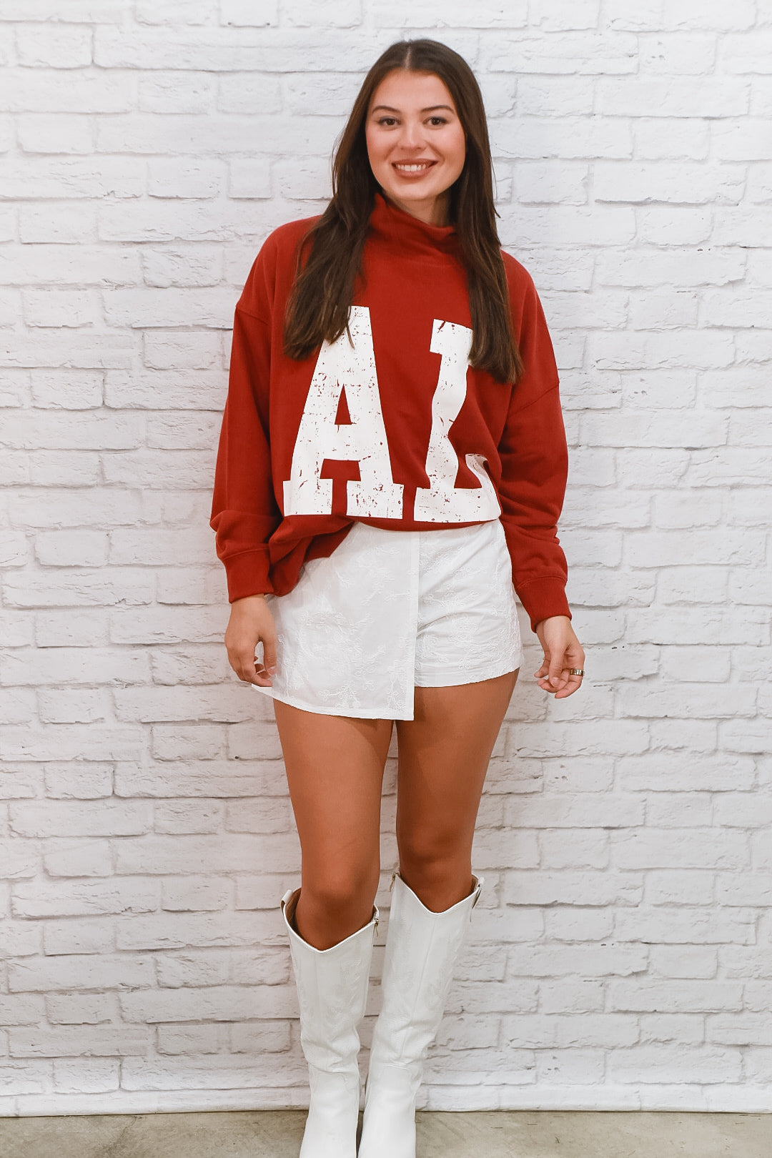 Alabama Crimson Oversized Cowl-Neck Sweatshirt
