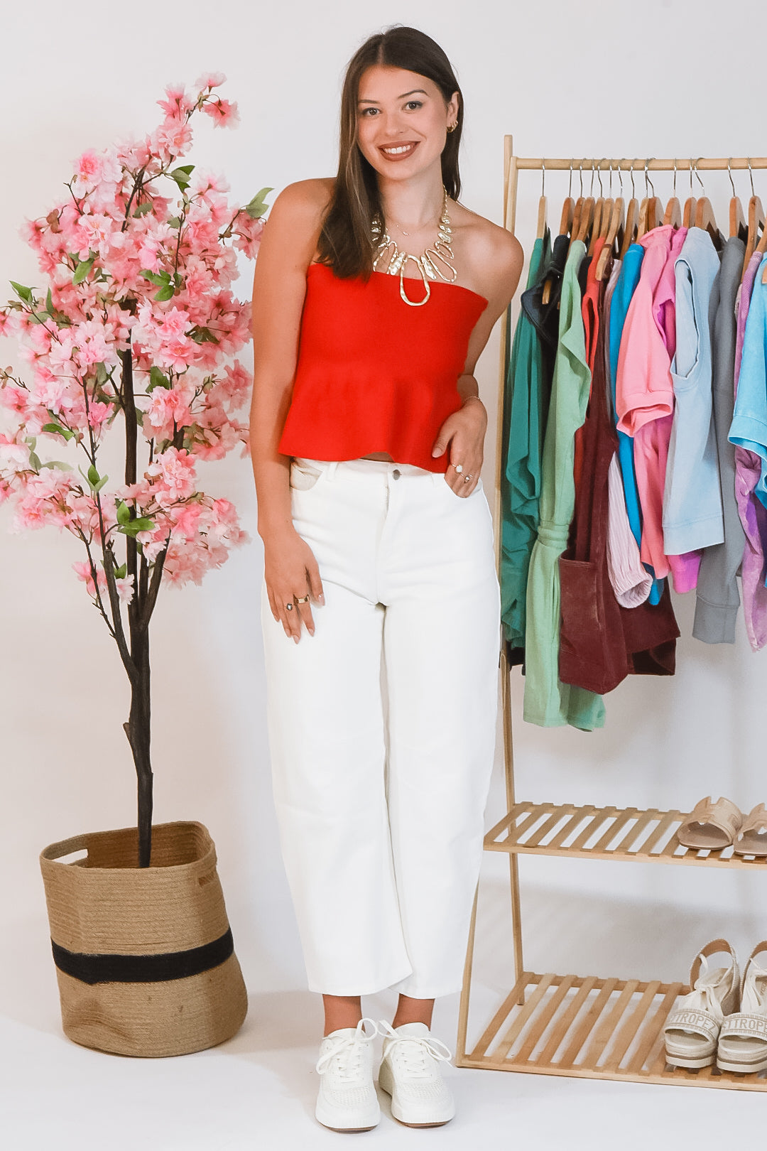 Crimson Flame Strapless Top