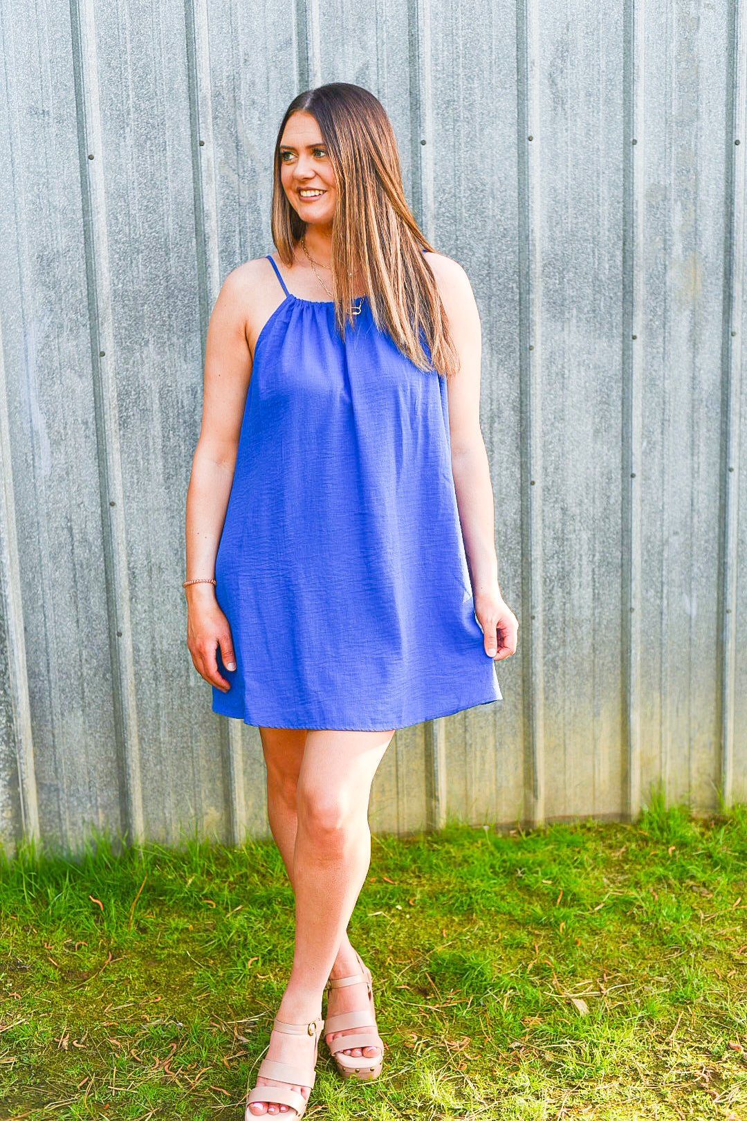Celeste Blue Halter Dress