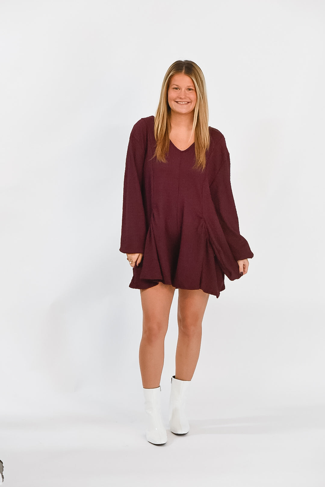 Wine Cozy Knit Romper
