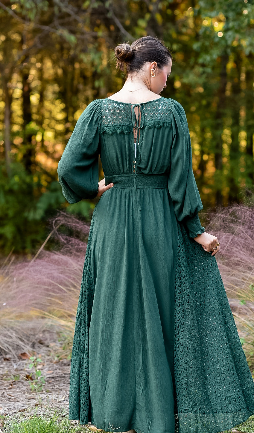 Emerald Whispers Maxi Dress