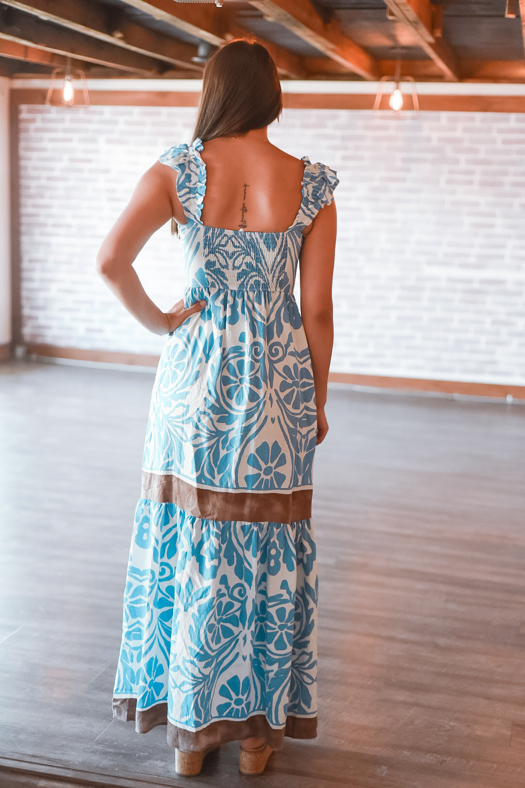 Coastal Breeze Border Print Maxi Dress