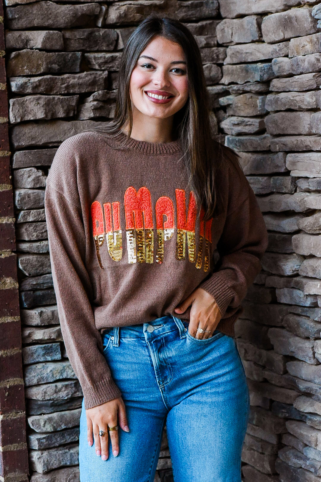 Pumpkin Spice Sequin Sweater