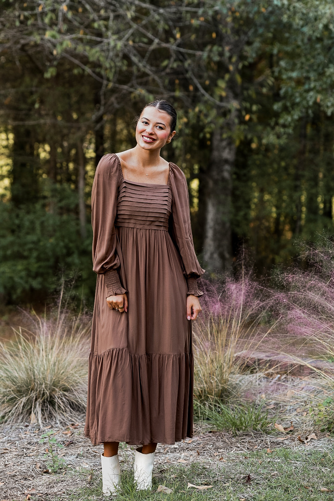Mocha Muse Pleated Dress