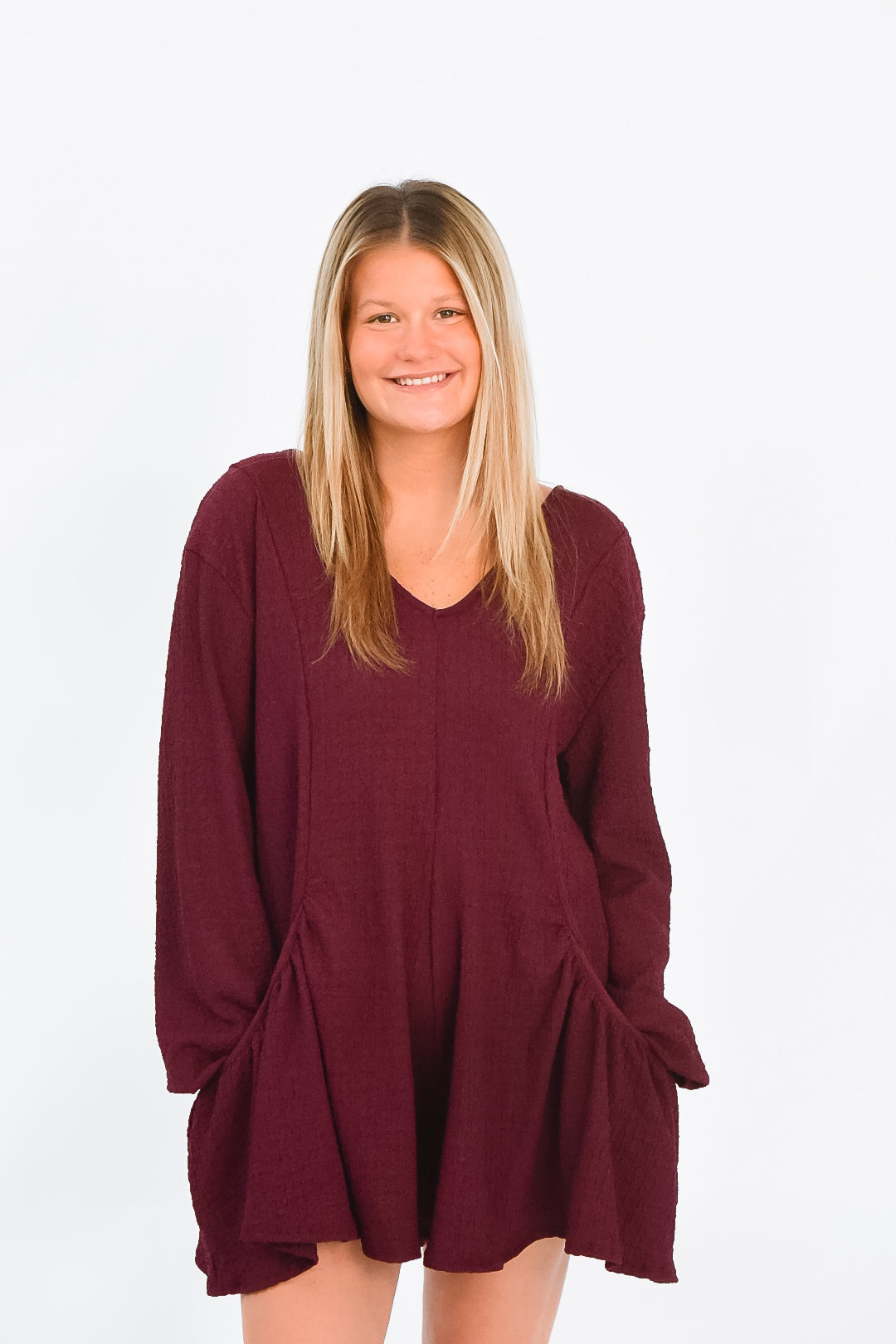 Wine Cozy Knit Romper