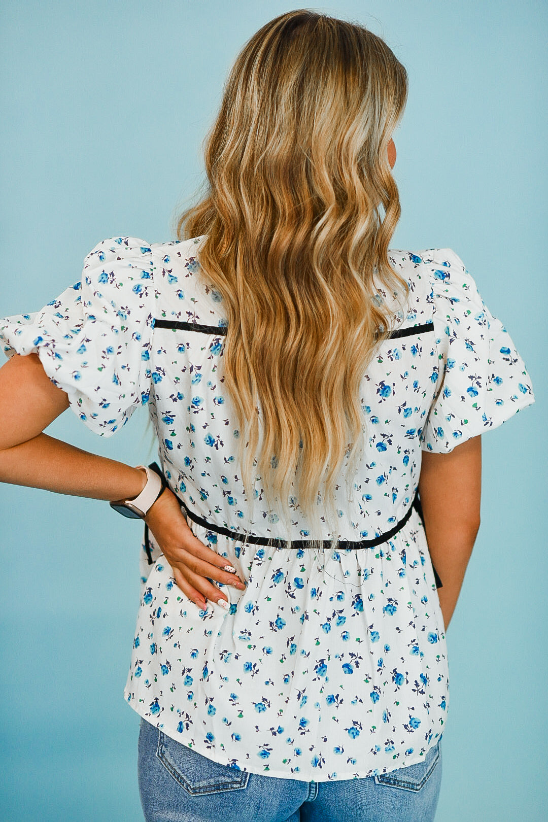Willow Charm Blue Foral Top
