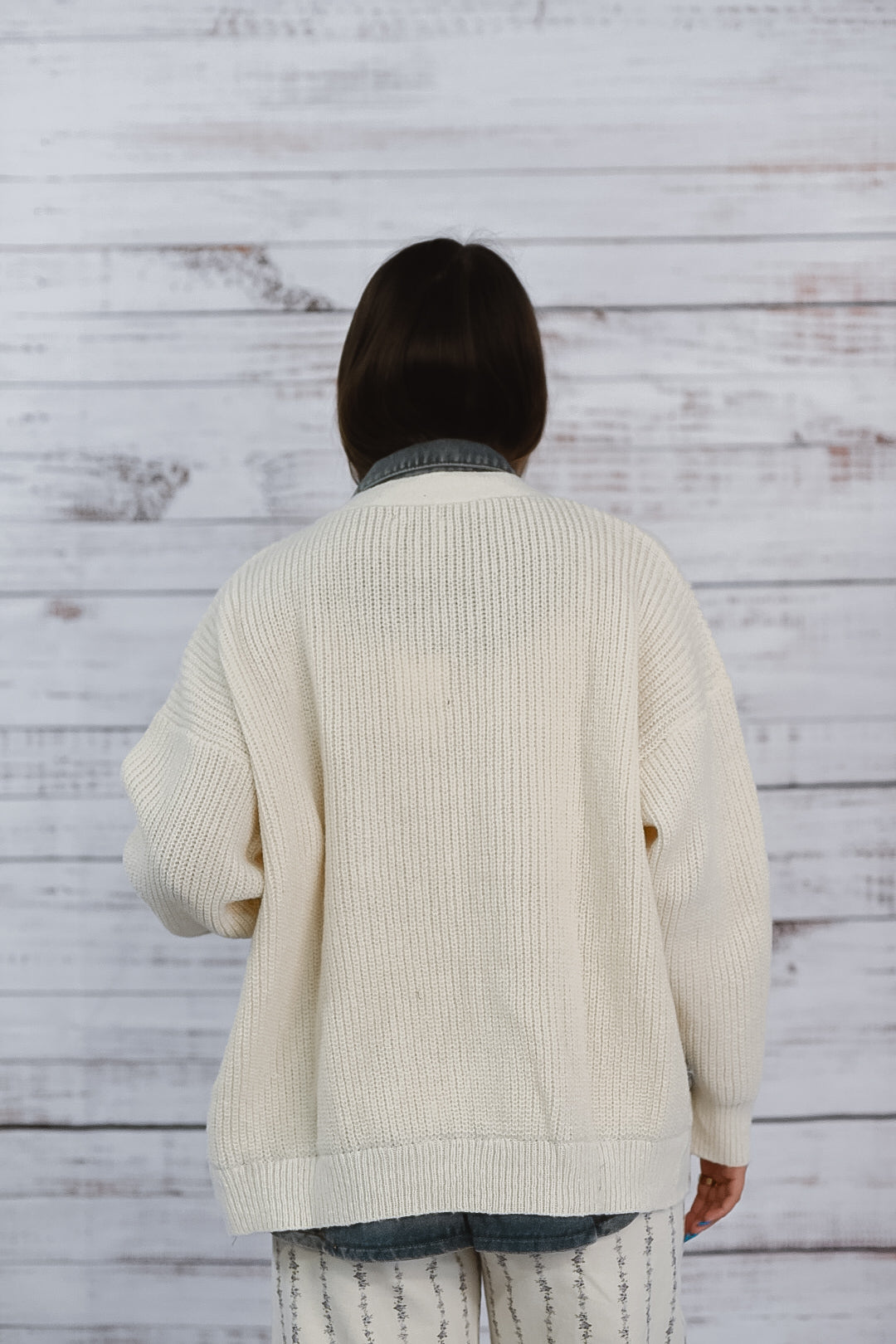 Denim Contrast Pocket Cardigan