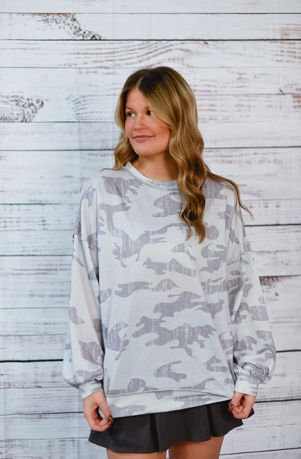 Grey Mist Camo Oversized Pullover