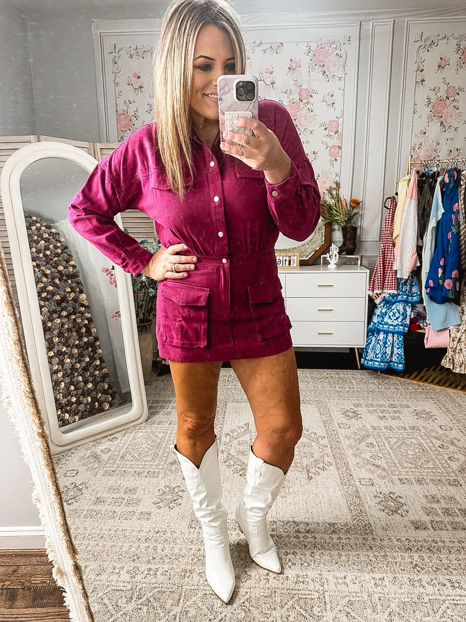 Wine & Wild Denim Romper