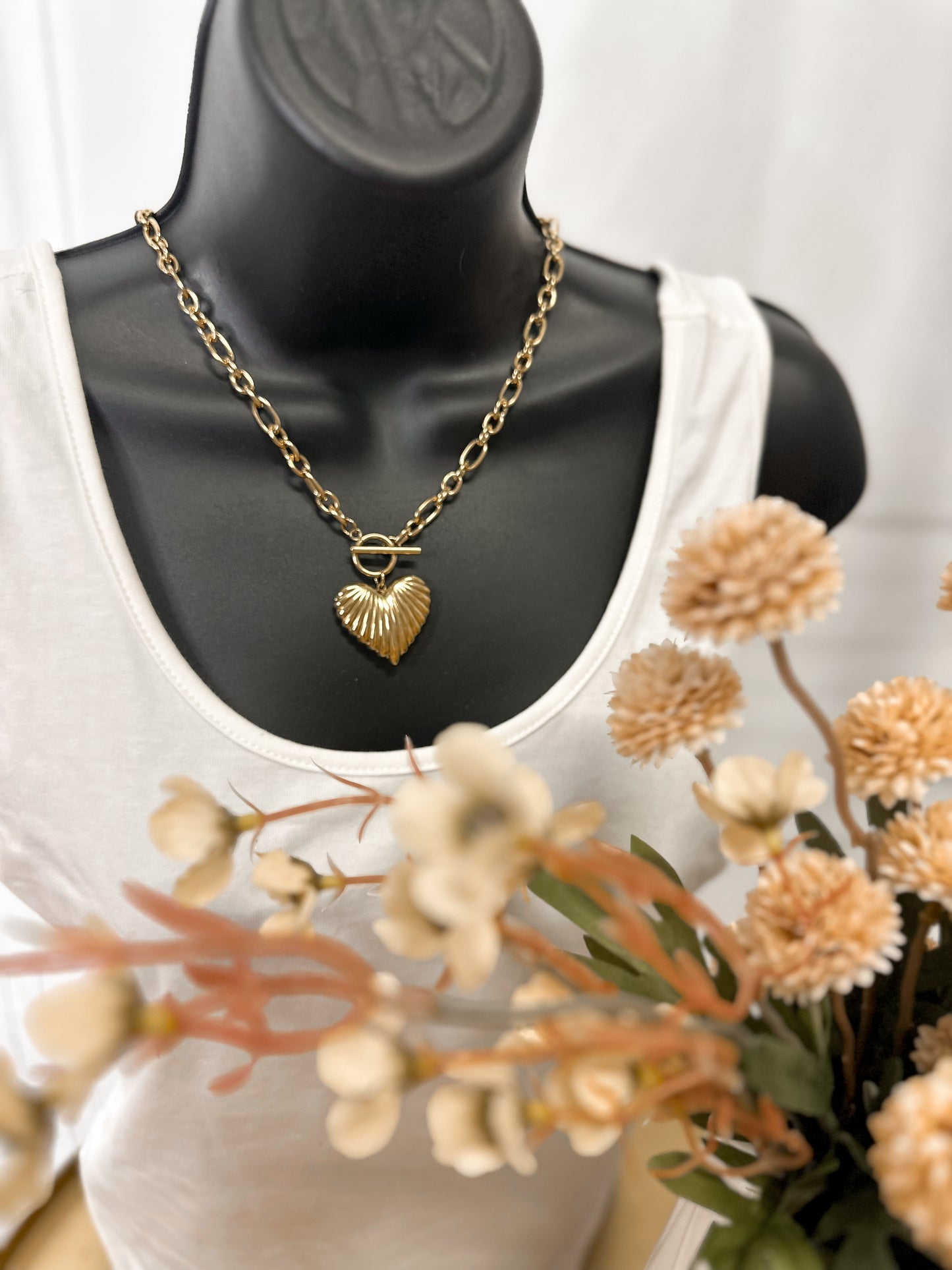 Golden Radiance Heart Toggle Necklace