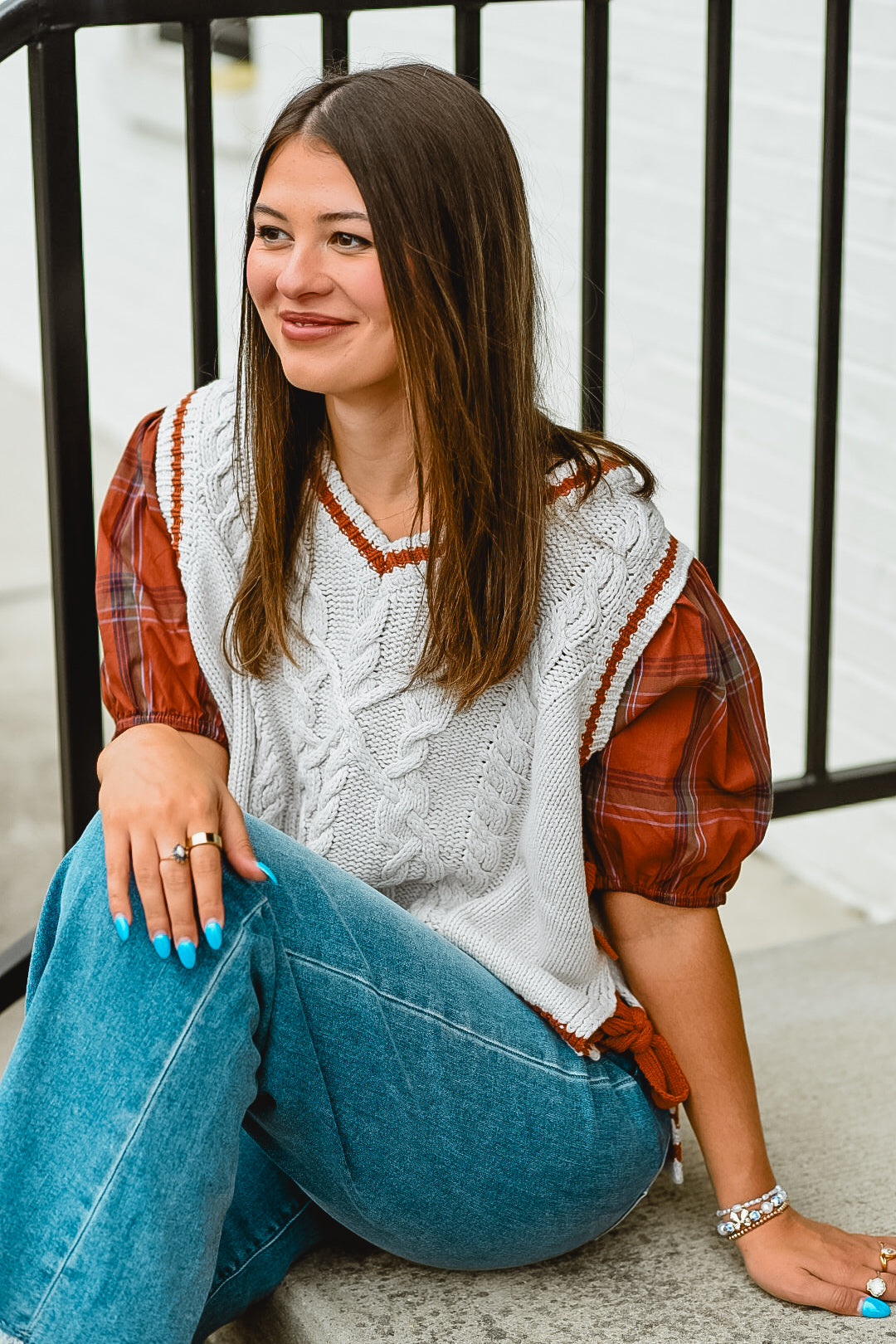 Harvest Plaid Sleeve Sweater Vest