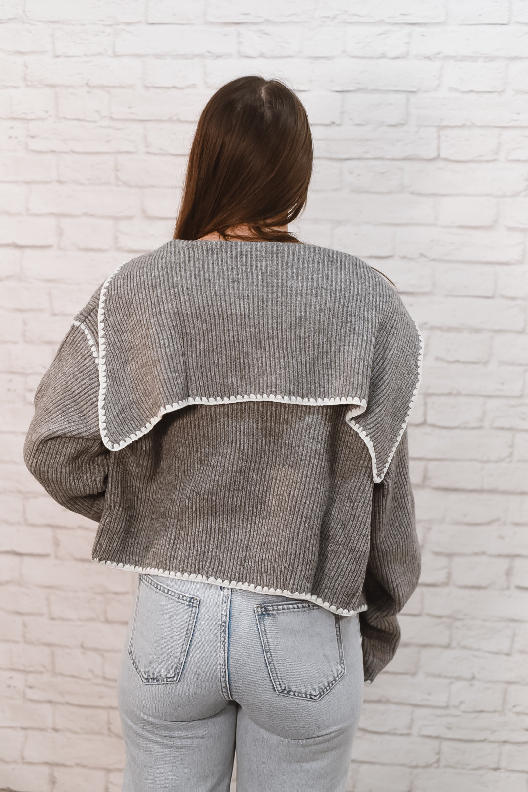 Silver Lining Contrast Stitch Cardigan