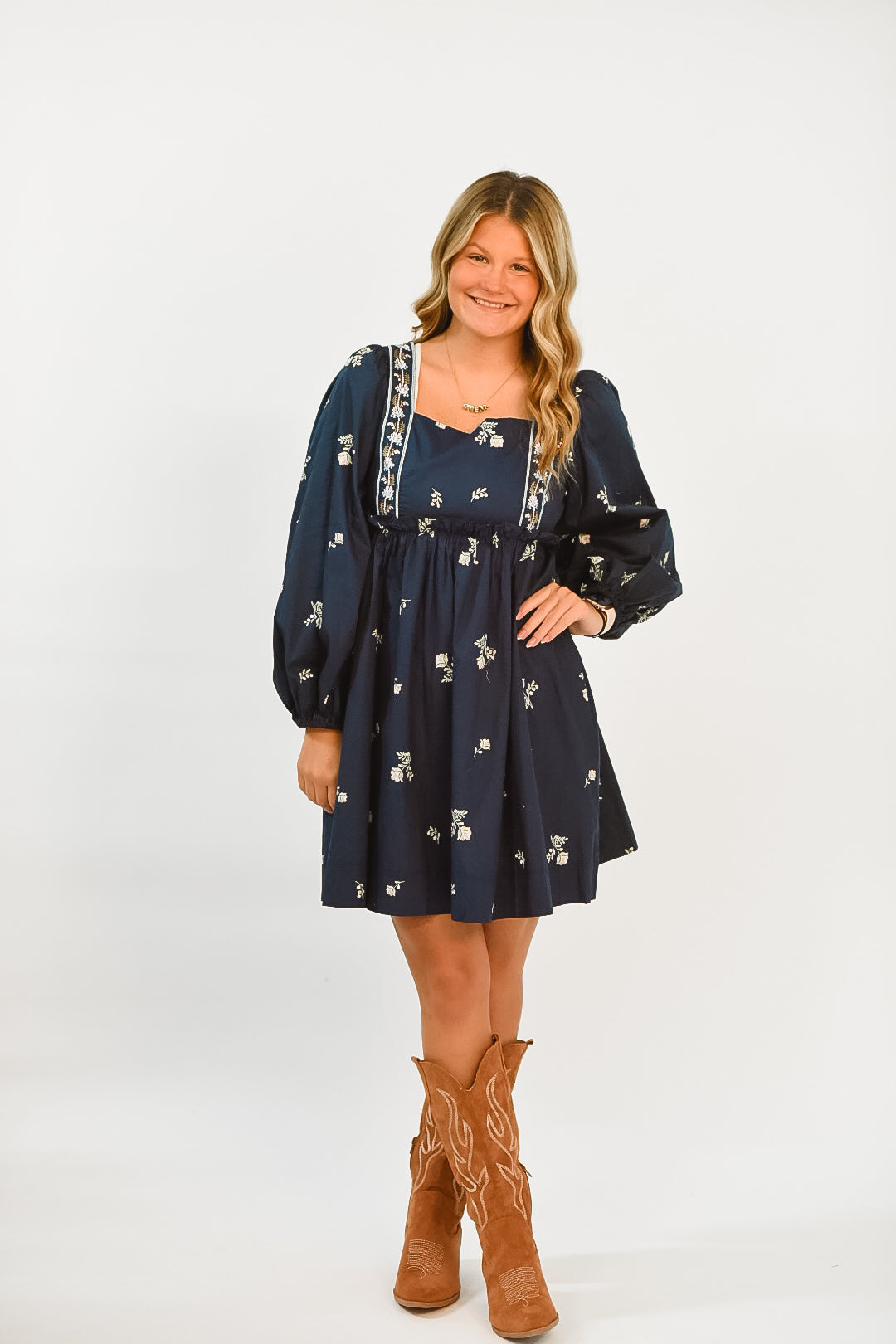 Floral Chic Navy Dress