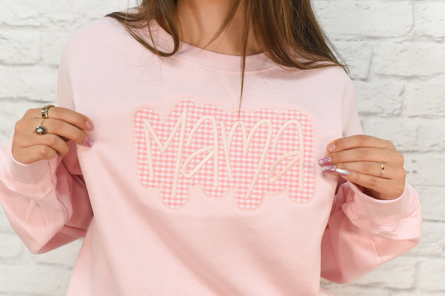Pink Gingham Mama Sweatshirt