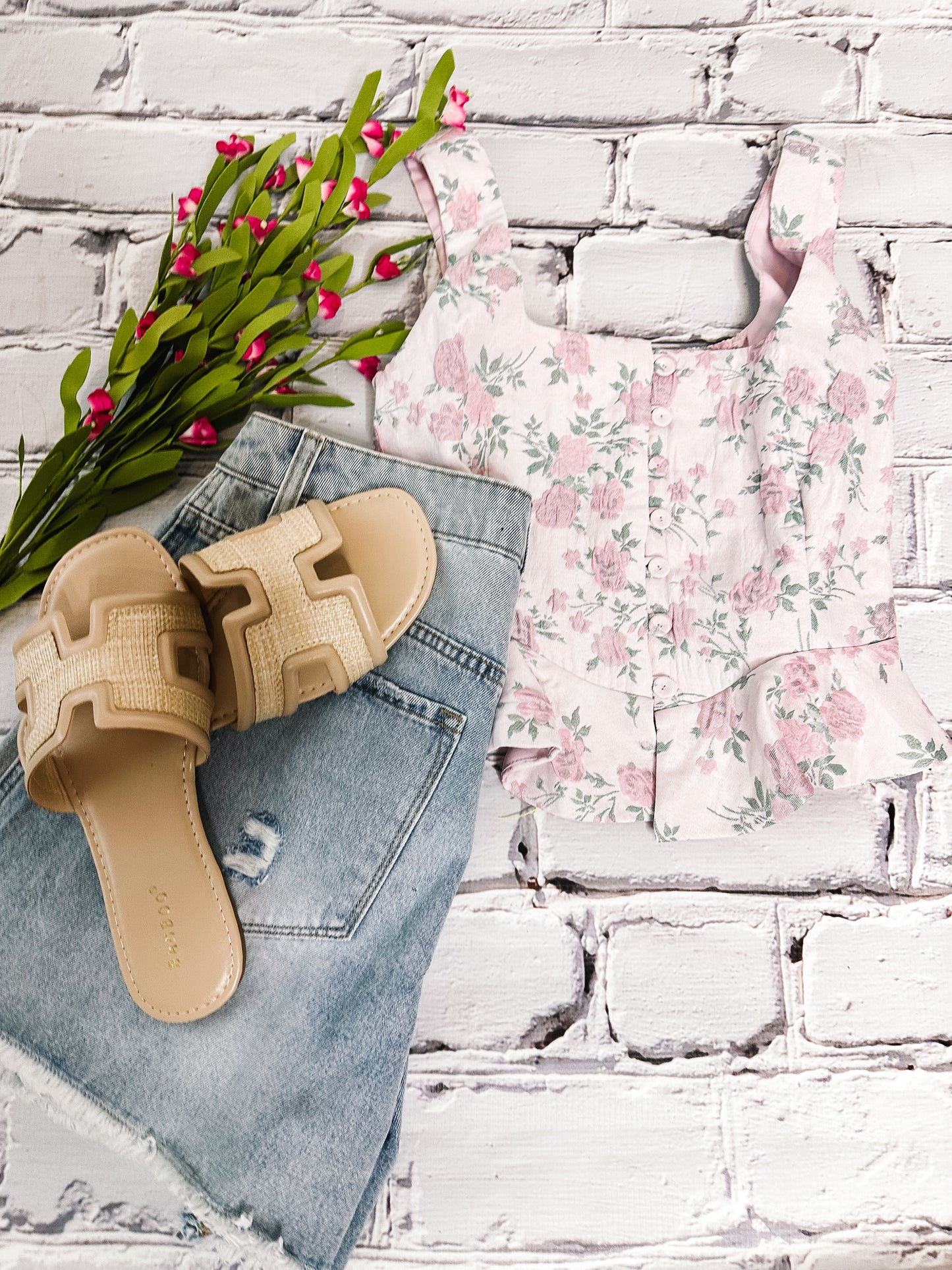Soft Sage & Roses Top