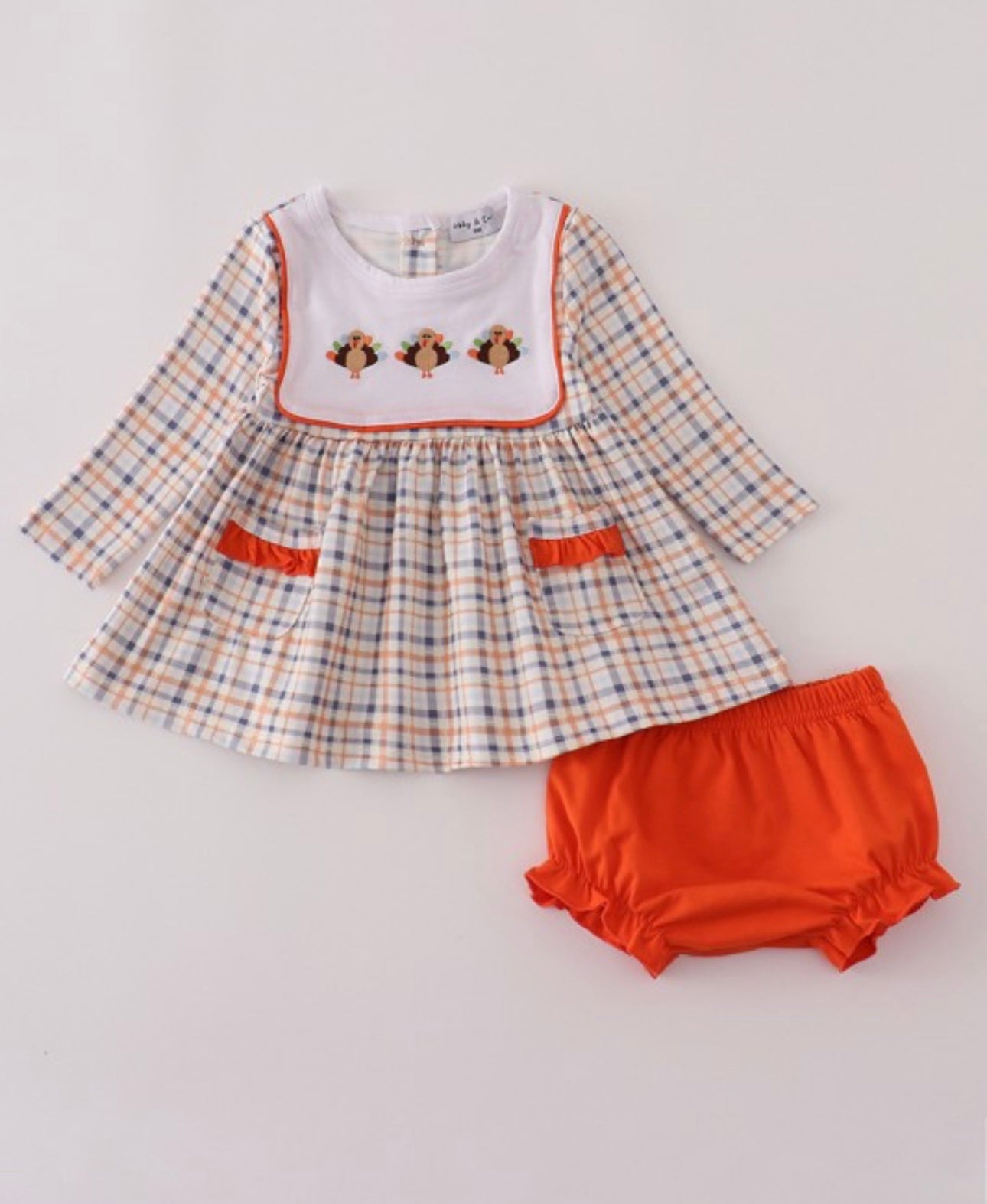 Orange Turkey Embroidered Bloomer Set (Preorder)