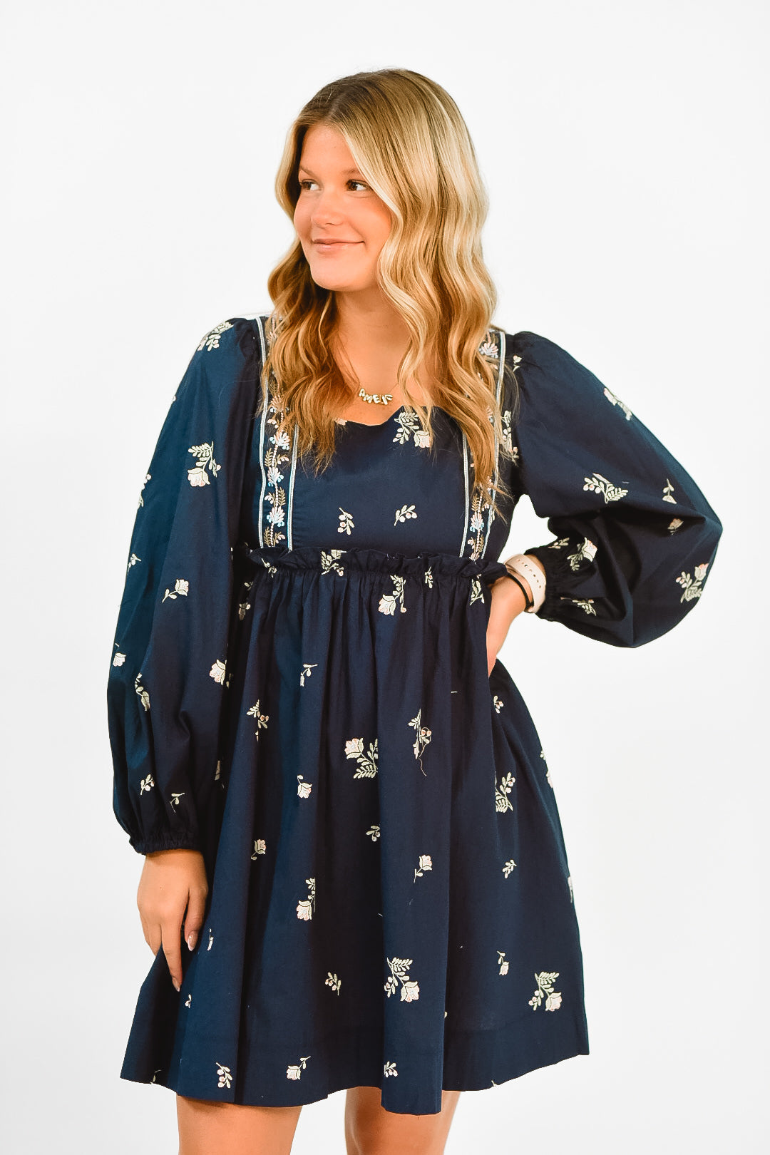 Floral Chic Navy Dress
