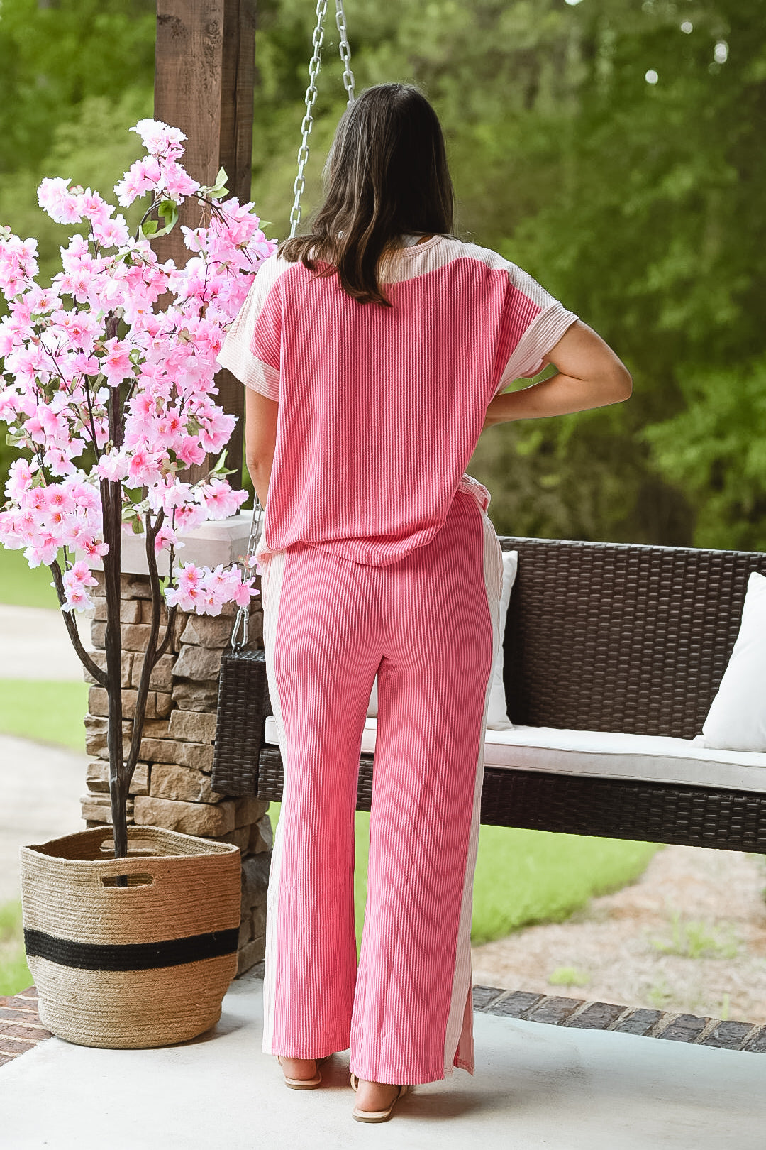 Serenity Stripes Two-Piece Set (Pink)