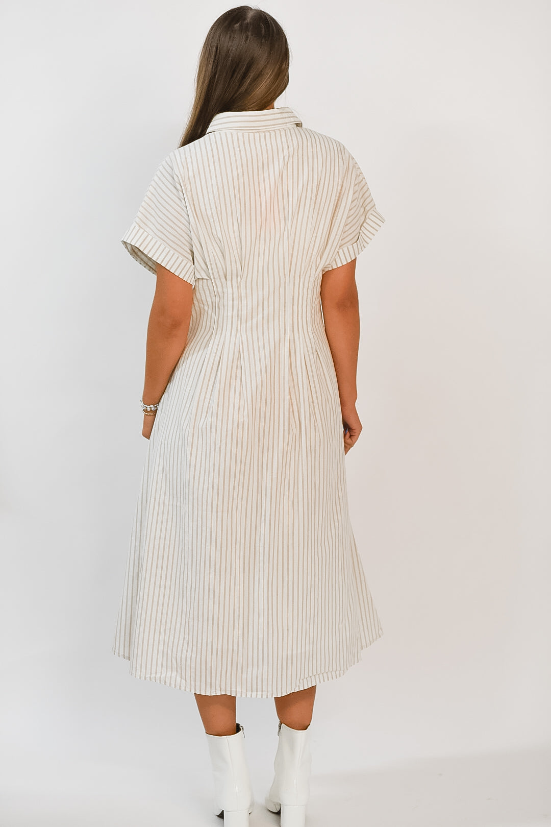 Fall Breeze Striped Shirt Dress