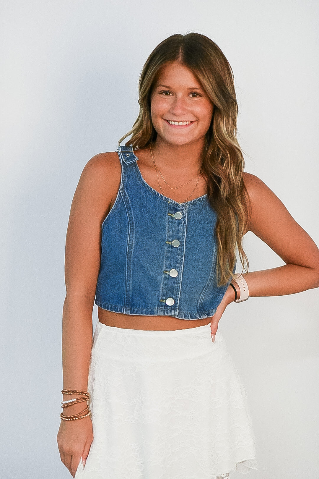 Valerie Blue Denim Button Down Vest