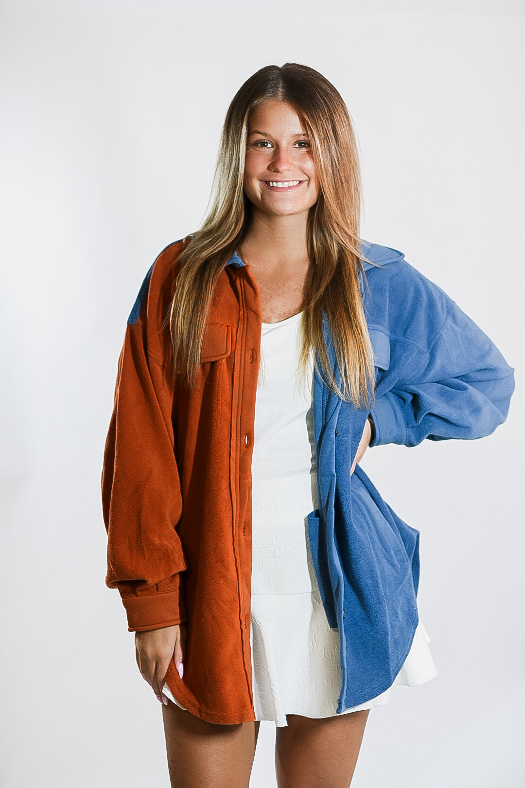 Split In Two Game Day Shacket