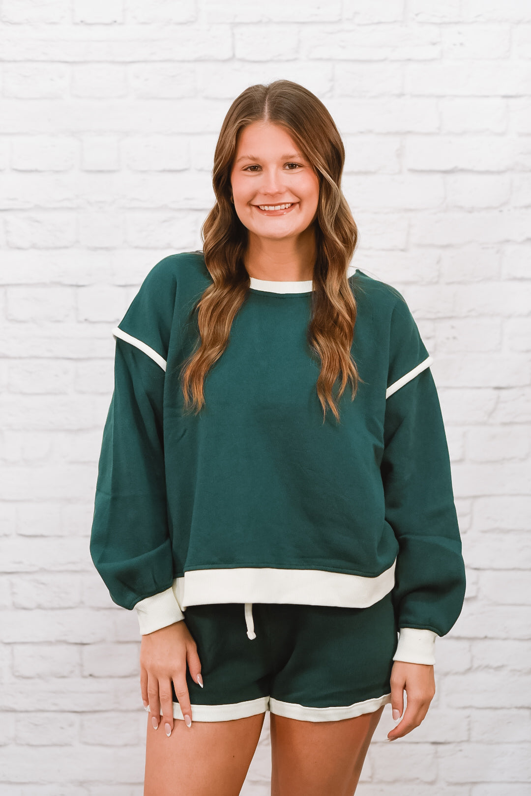 Easy Days Contrast Top — Hunter Green