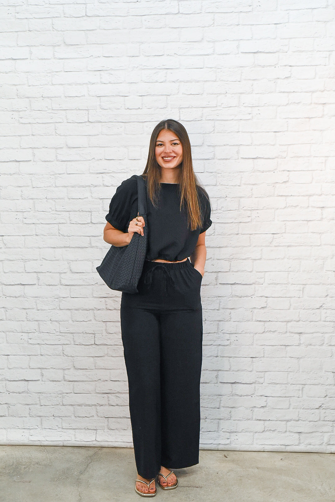 Everyday Luxe Black Crop Bubble Set