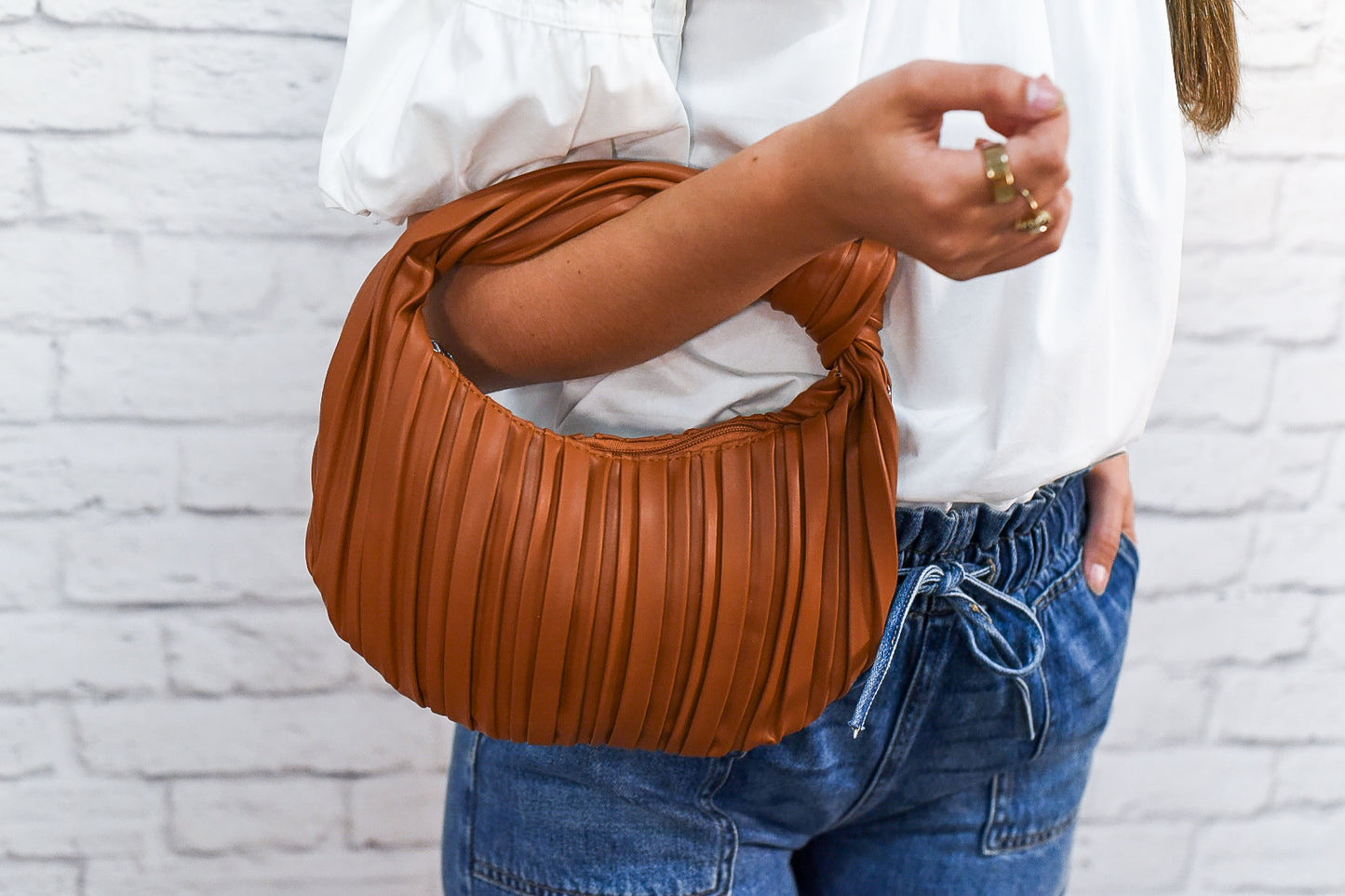 Cinnamon Twist Pleated Shoulder Bag