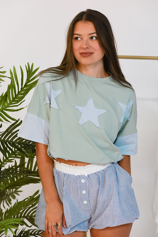 Starlight Blue Green Oversized Tee